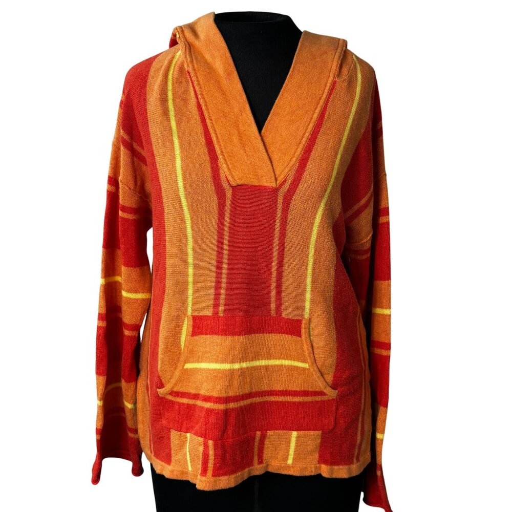 Gap Womens Small Striped Hoodie Pullover Red & Orange Lightweight